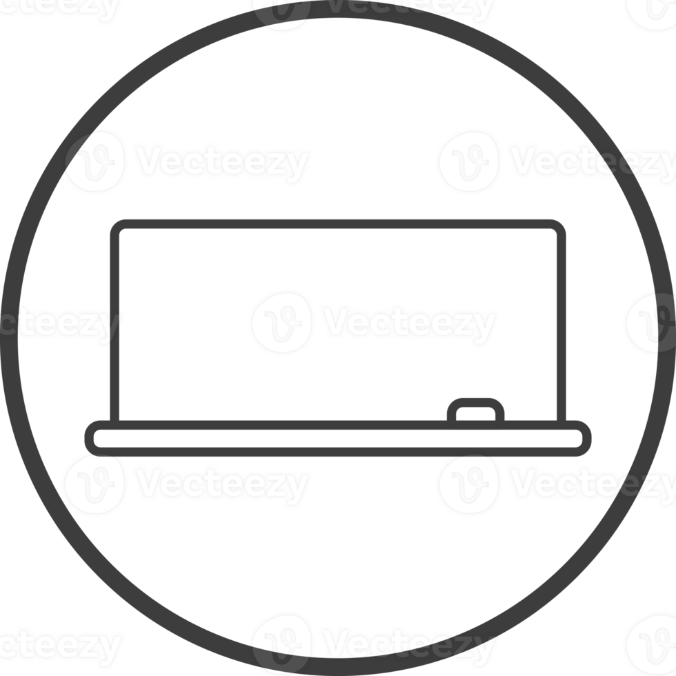 White board icon in thin line black circle frames. png