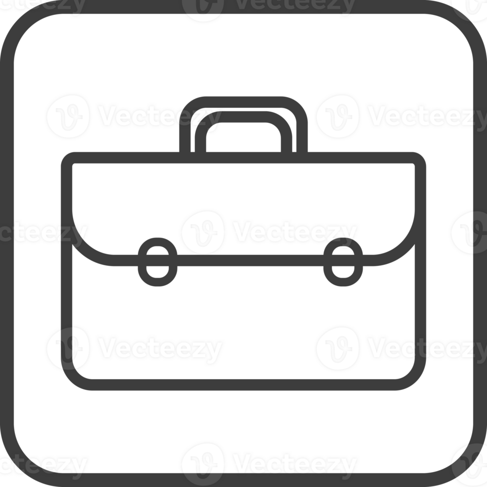 Aktentasche Symbol im dünn Linie schwarz Platz Rahmen. png