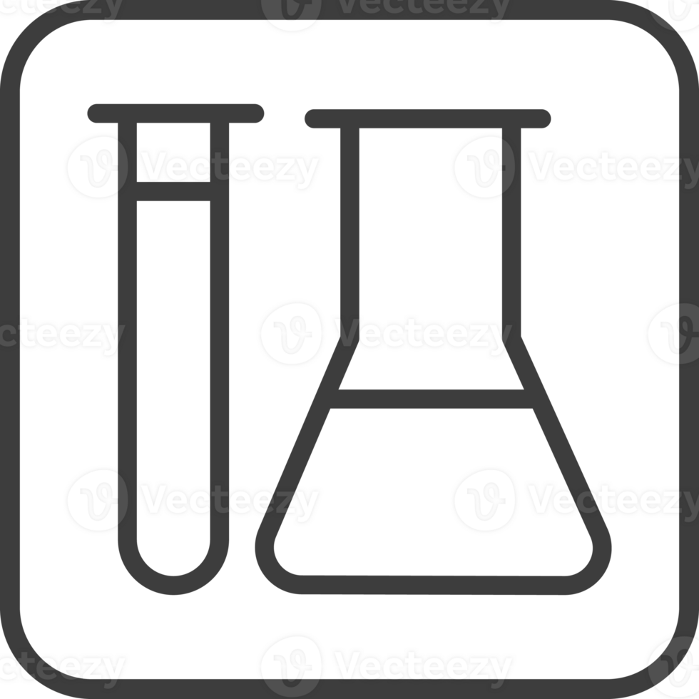 Test tube icon in thin line black square frames. png