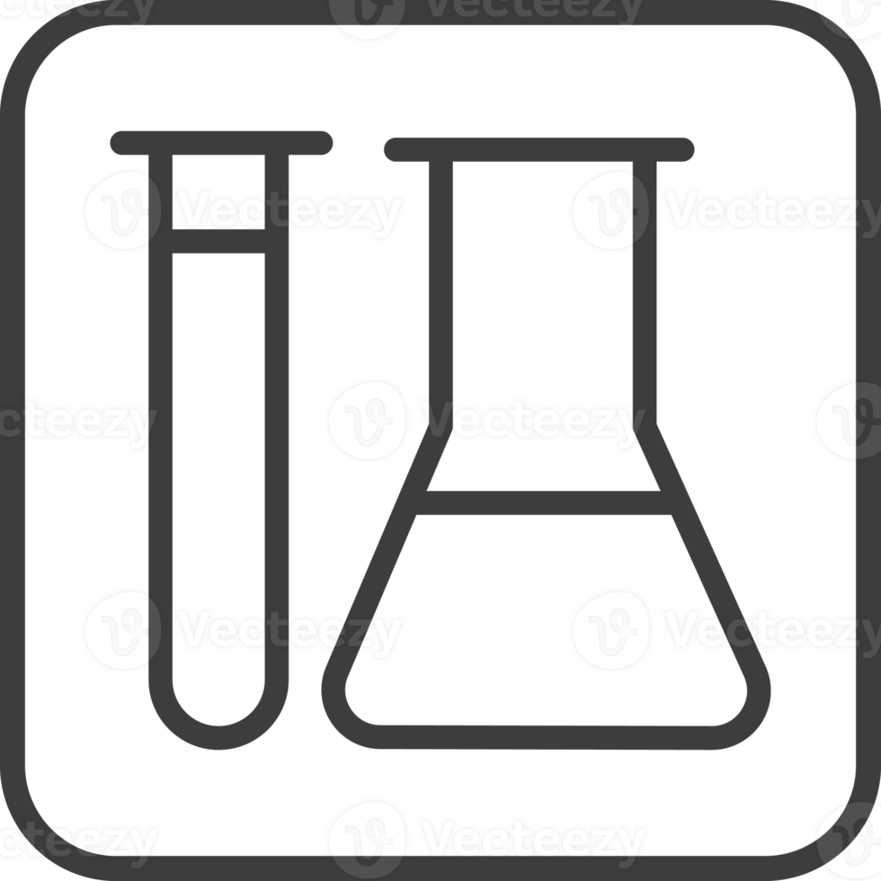 prueba tubo icono en Delgado línea negro cuadrado marcos png