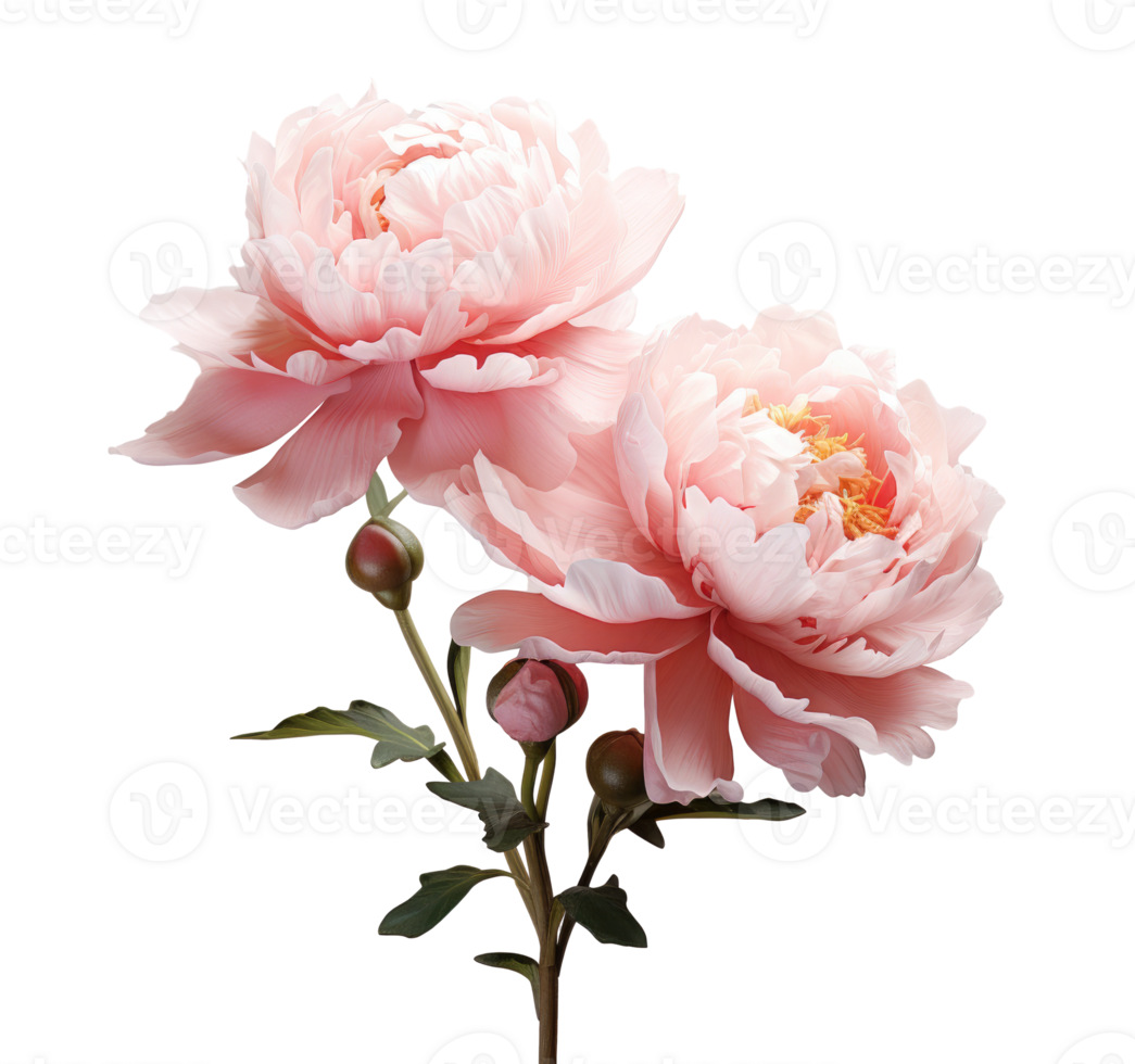 Pink peony flower isolated on transparent background. AI Generative png