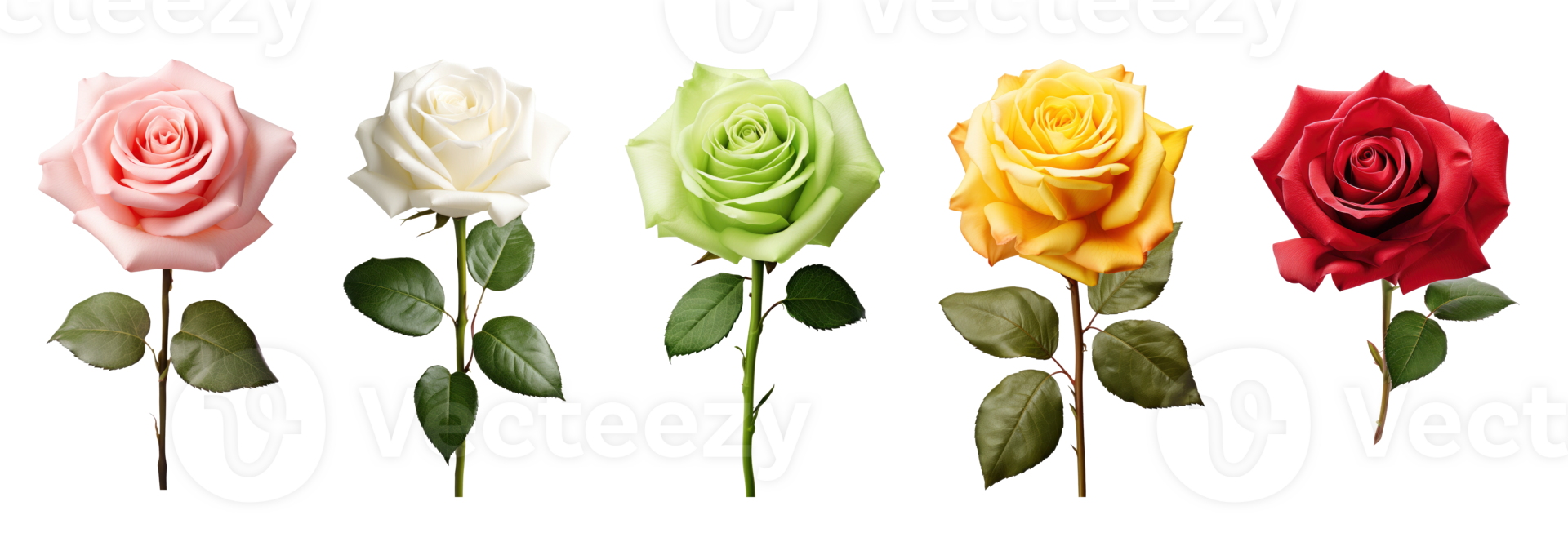 Collection of rose flowers isolate on transparent background, AI Generative png