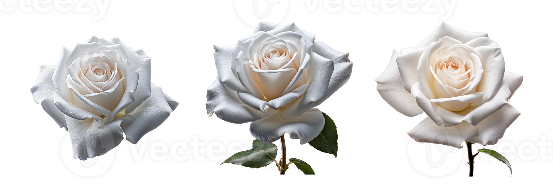 White rose flowers isolated on transparent background. AI Generative png