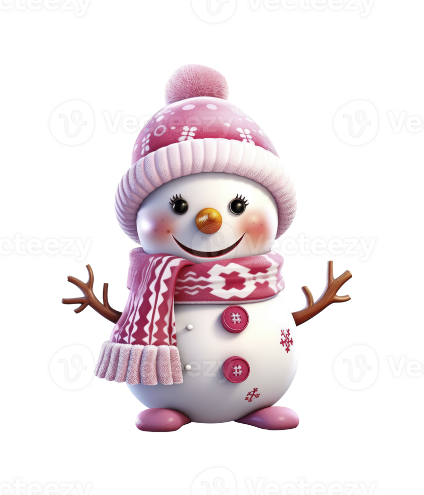 Cute Snowman isolated on Transparent Background, AI Generative png