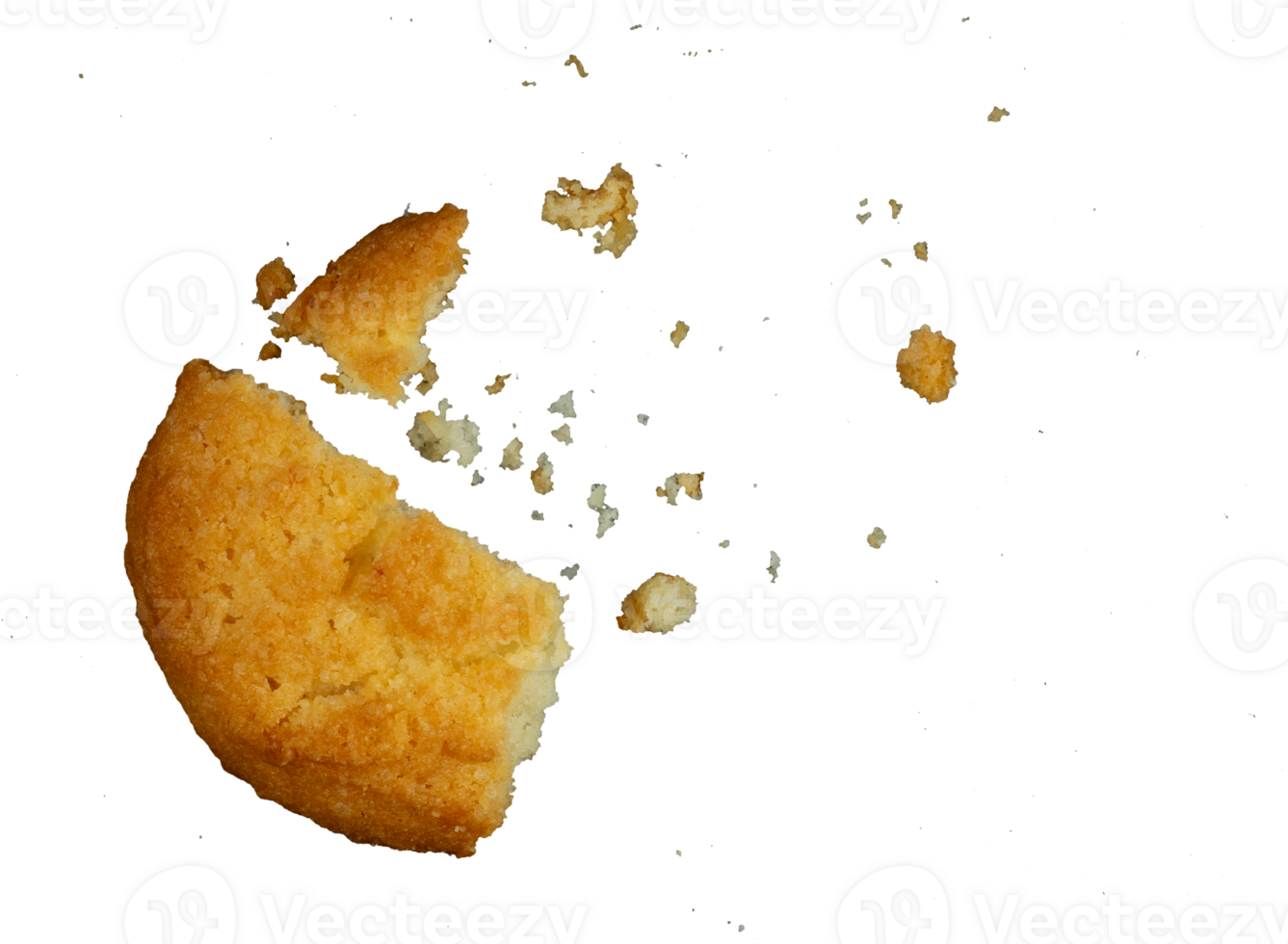 golden brown cookie with crumbs isolated png