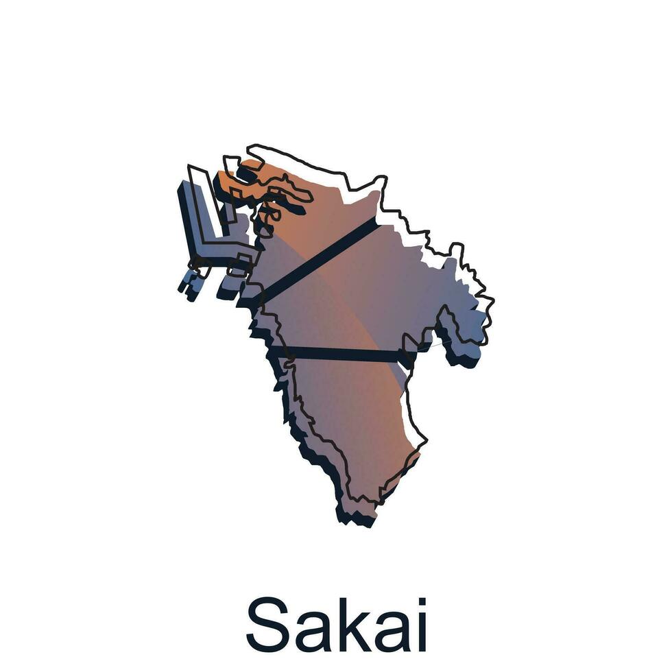 Map City of Sakai design, High detailed vector map - Japan Vector Design Template, suitable for your company