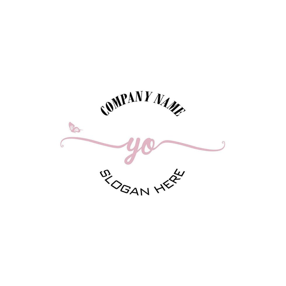 YO Initial logo monogram butterfly handwriting signature vector