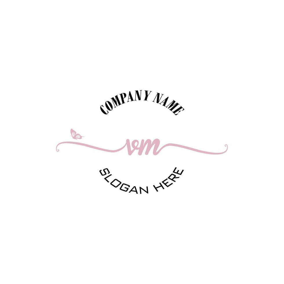 VM Initial logo monogram butterfly handwriting signature vector