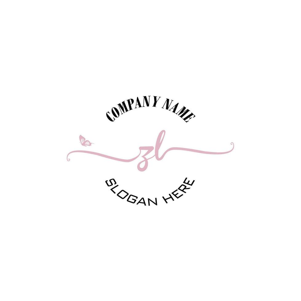 ZL Initial logo monogram butterfly handwriting signature vector