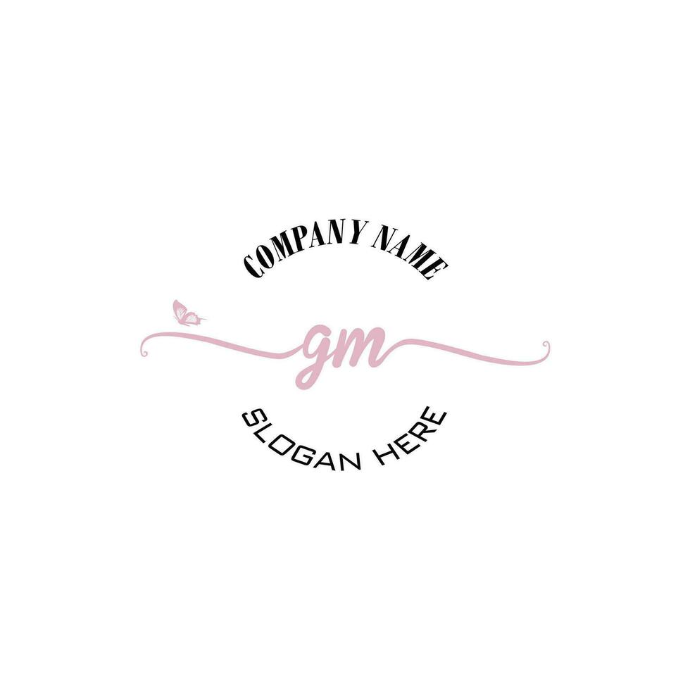 GM Initial logo monogram butterfly handwriting signature vector