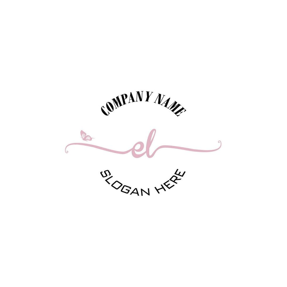 EL Initial logo monogram butterfly handwriting signature vector