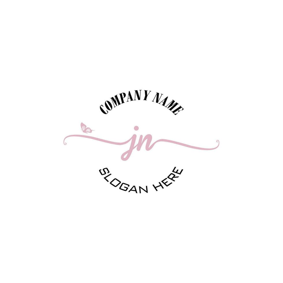 JN Initial logo monogram butterfly handwriting signature vector