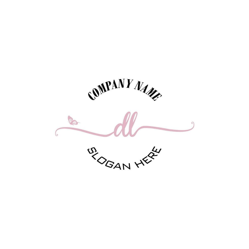 DL Initial logo monogram butterfly handwriting signature vector