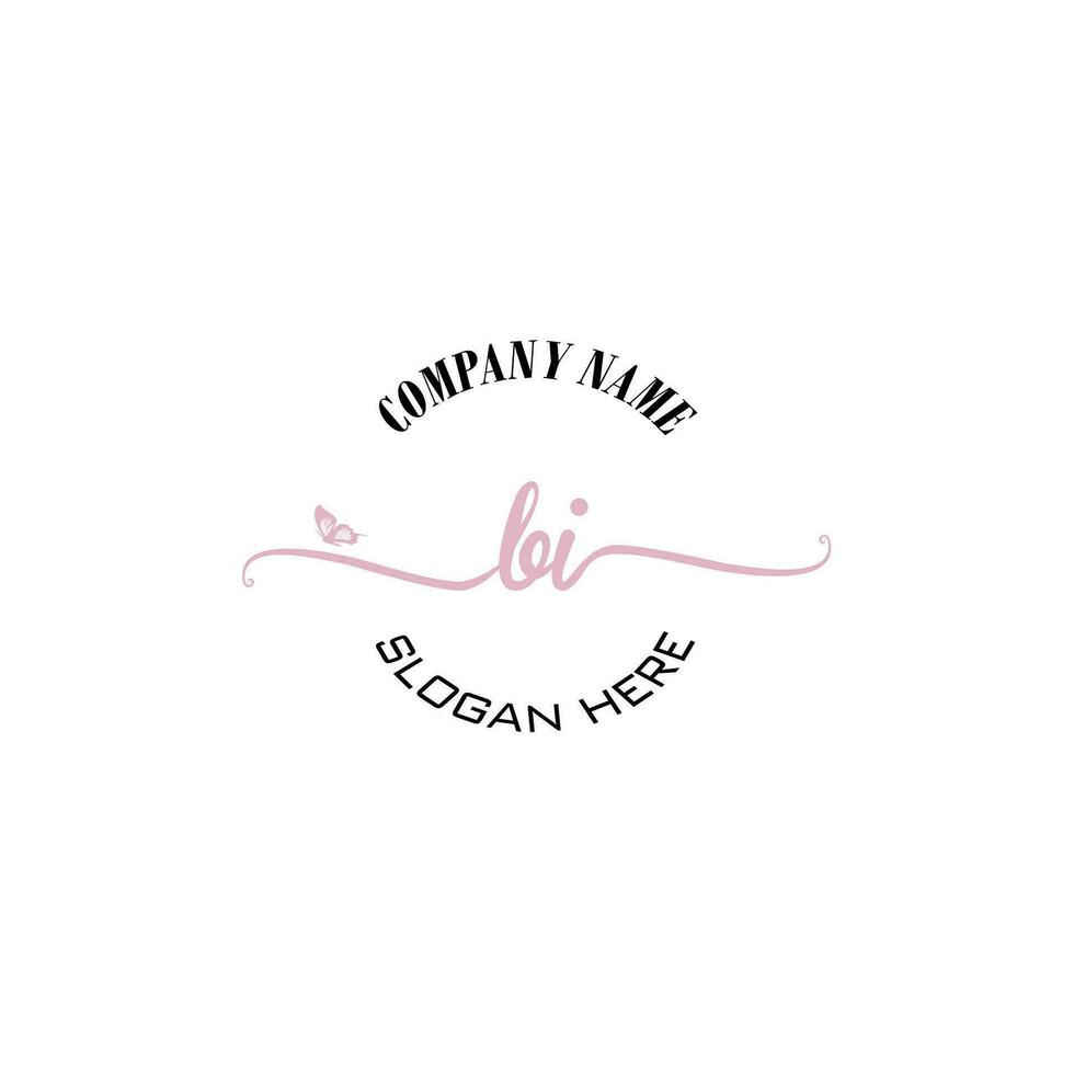 BI Initial logo monogram butterfly handwriting signature vector