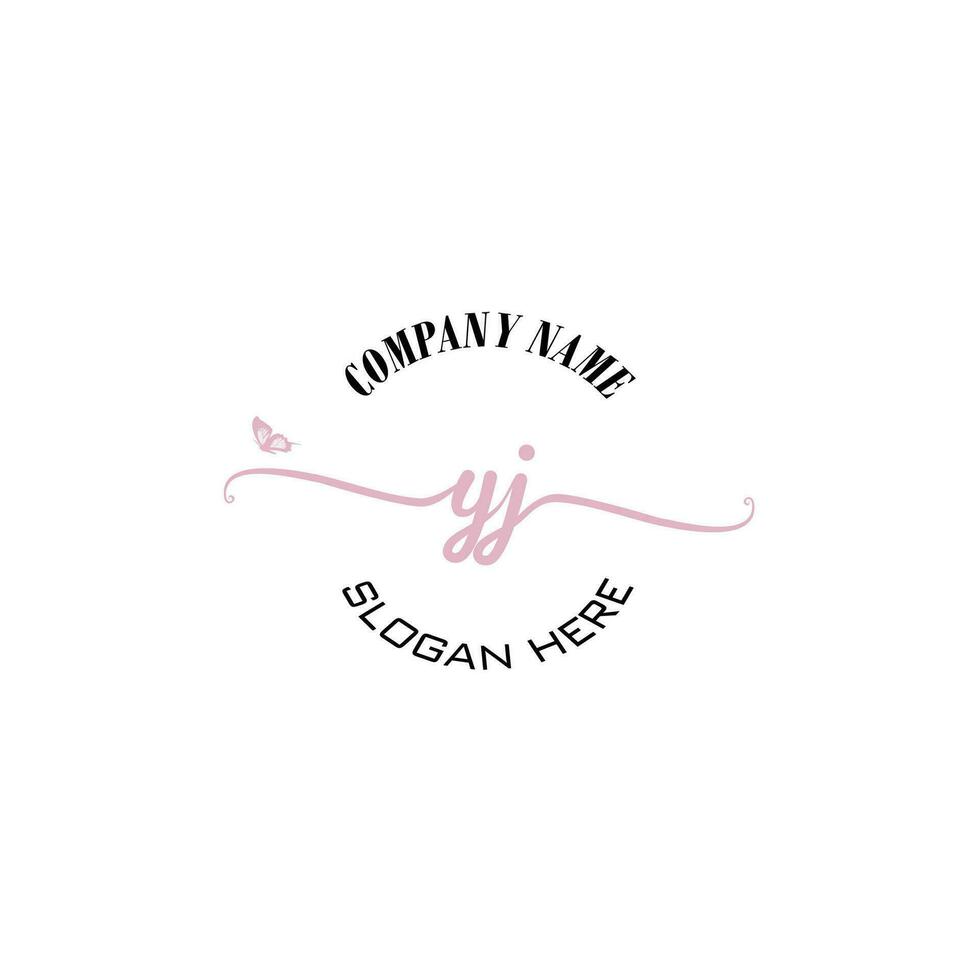 YJ Initial logo monogram butterfly handwriting signature vector