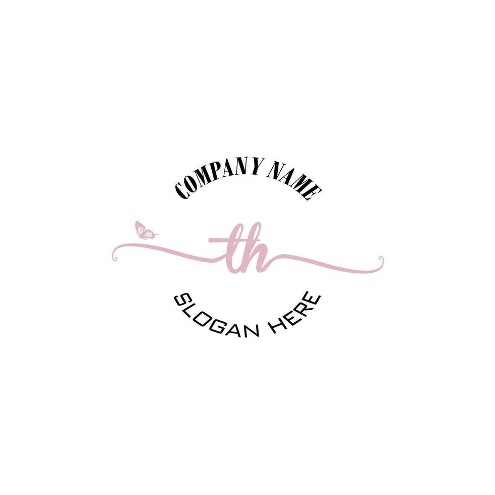 TH Initial logo monogram butterfly handwriting signature vector