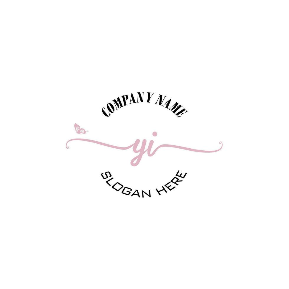 YI Initial logo monogram butterfly handwriting signature vector