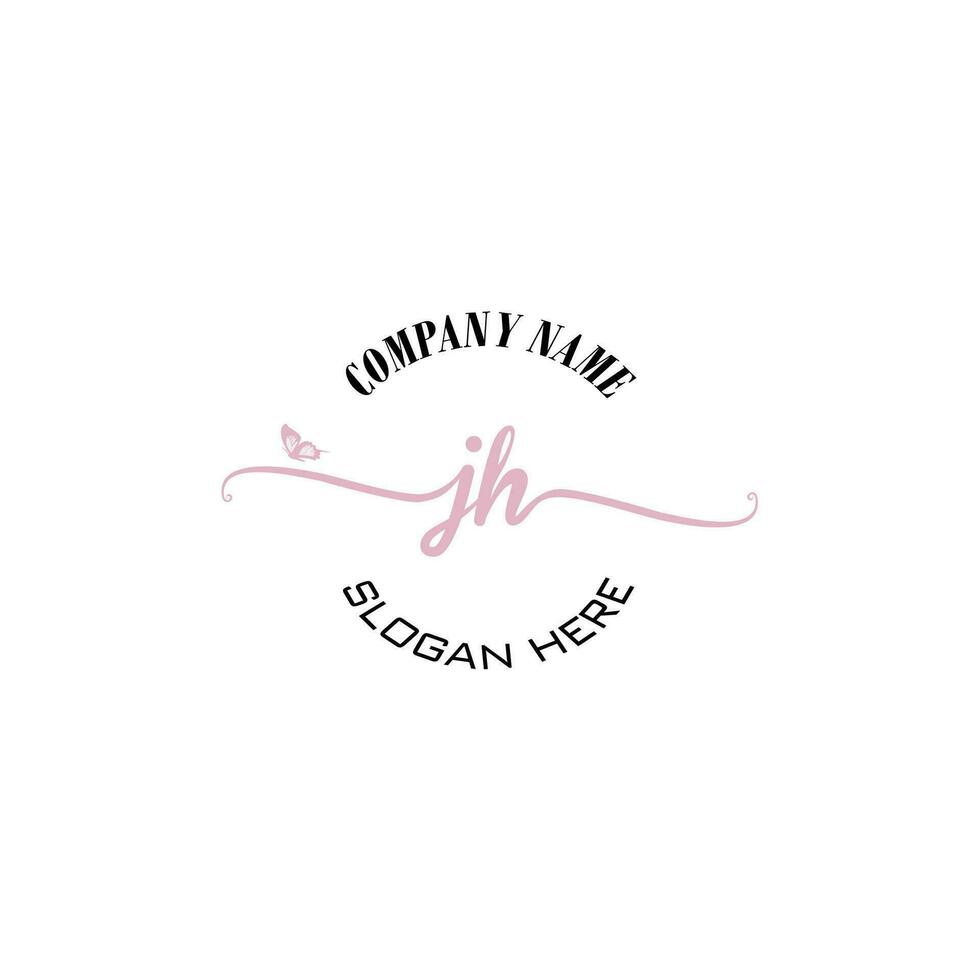 JH Initial logo monogram butterfly handwriting signature vector
