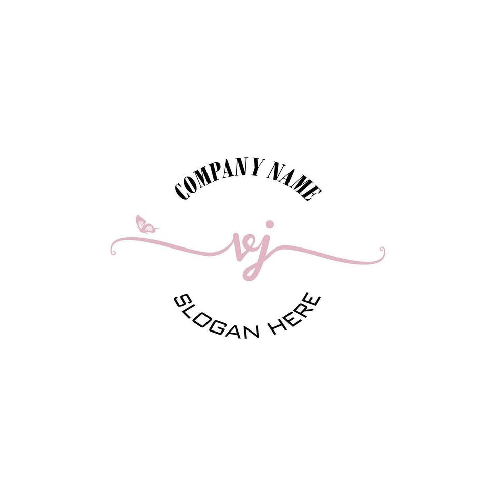 VJ Initial logo monogram butterfly handwriting signature vector