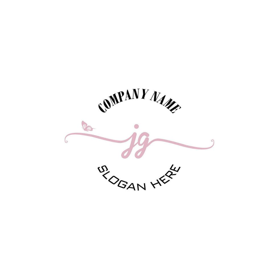 JG Initial logo monogram butterfly handwriting signature vector