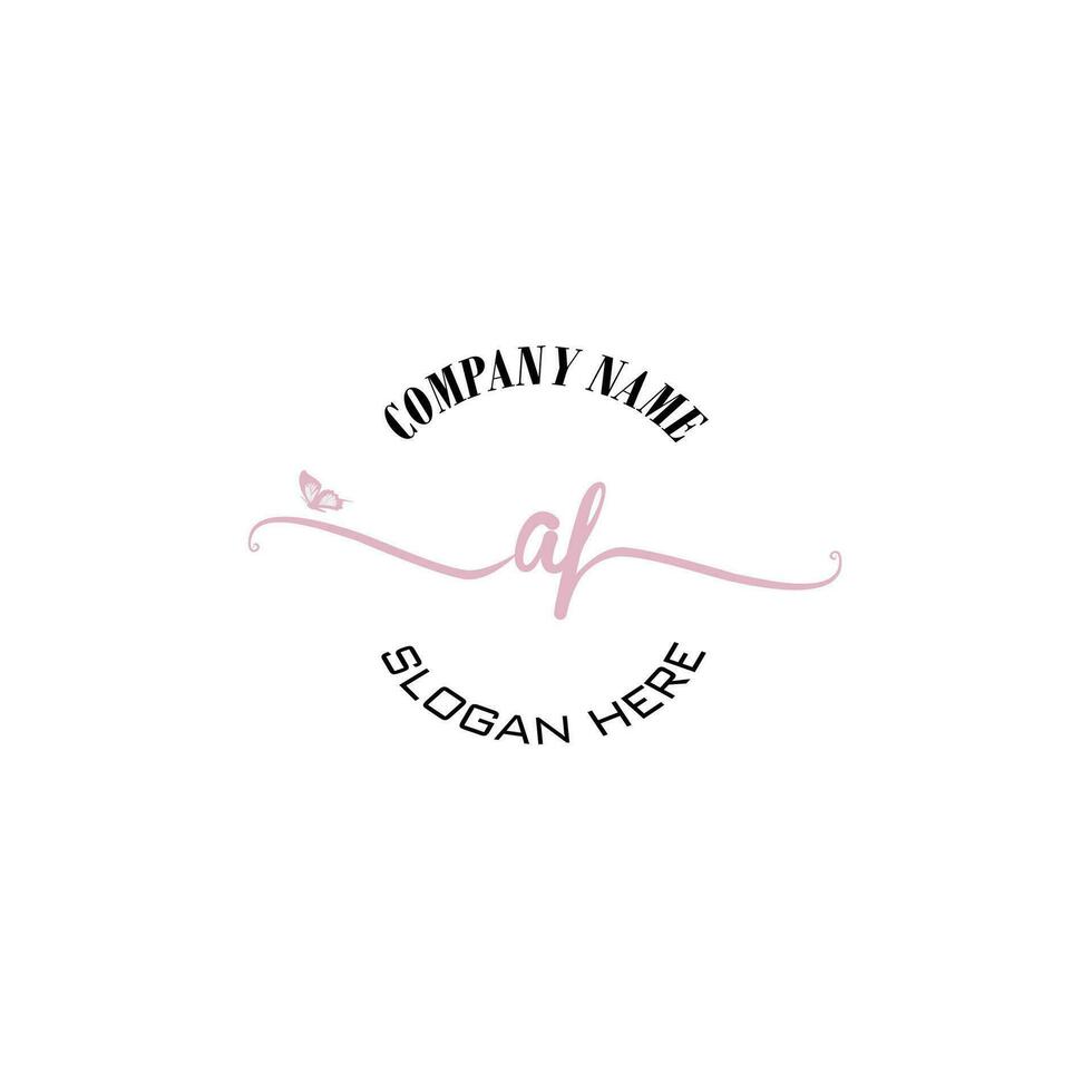 AF Initial logo monogram butterfly handwriting signature vector