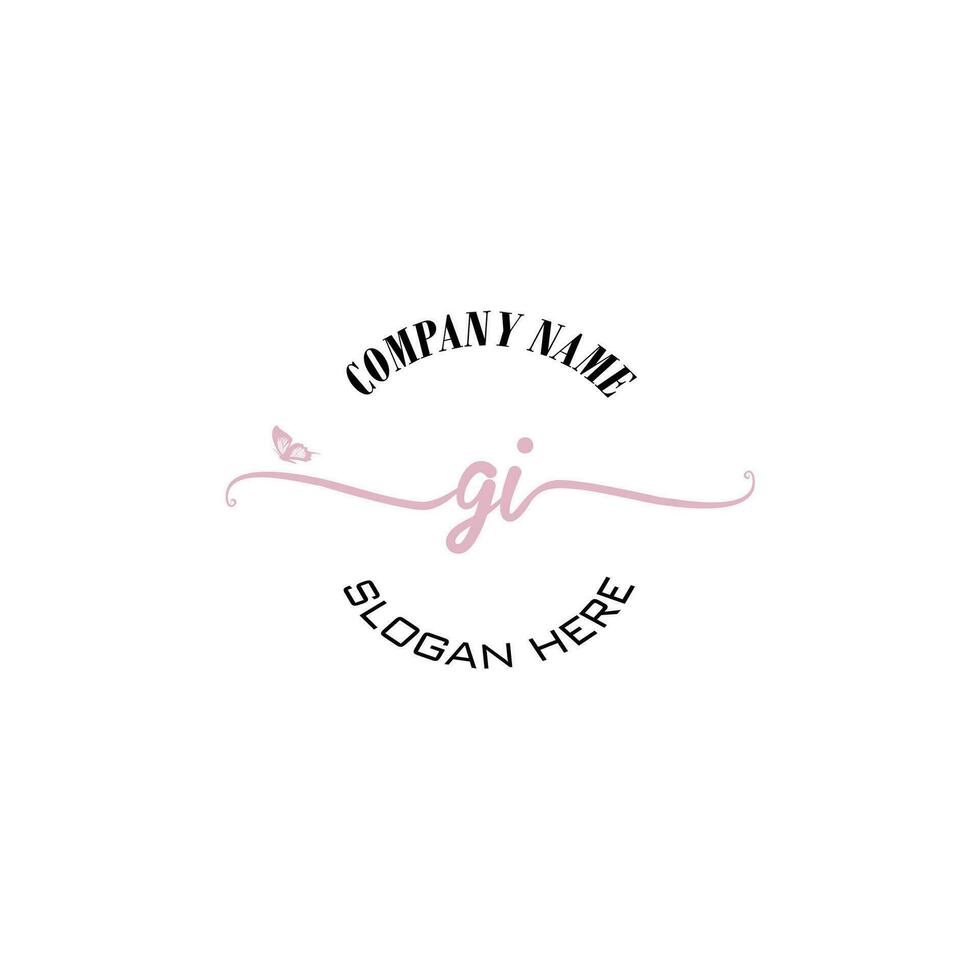 GI Initial logo monogram butterfly handwriting signature vector