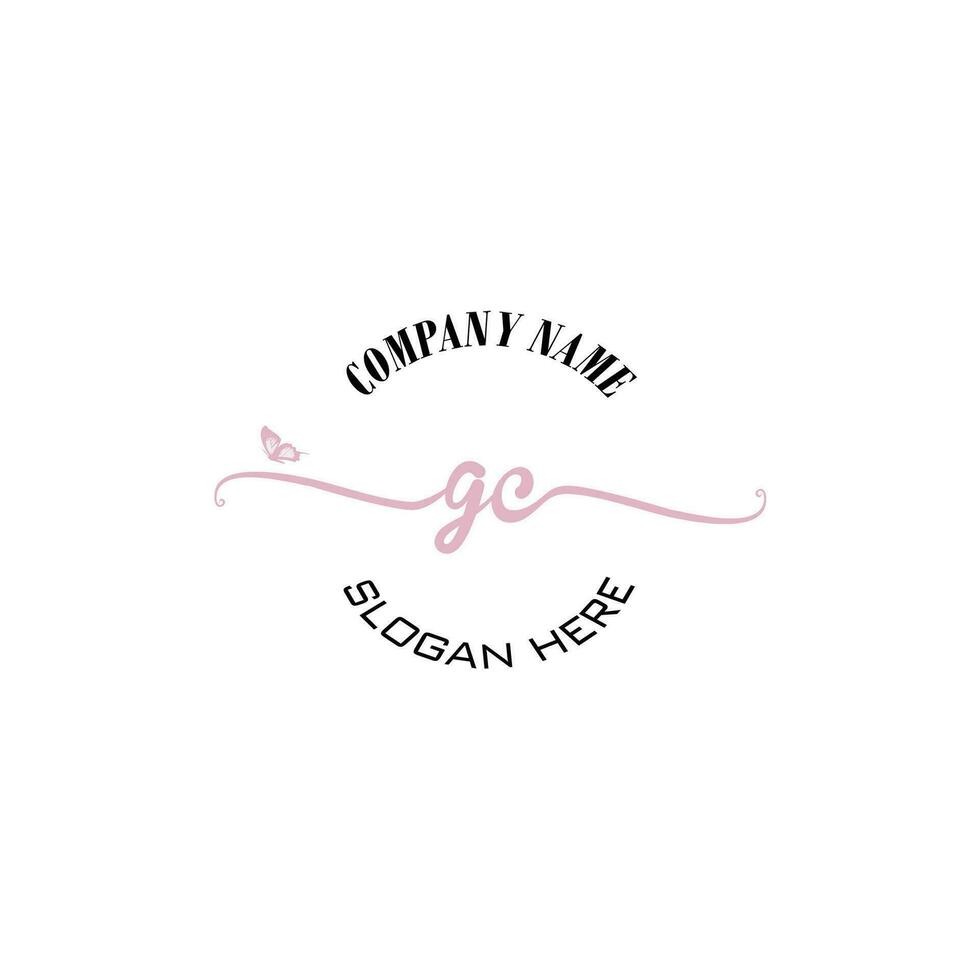 GC Initial logo monogram butterfly handwriting signature vector