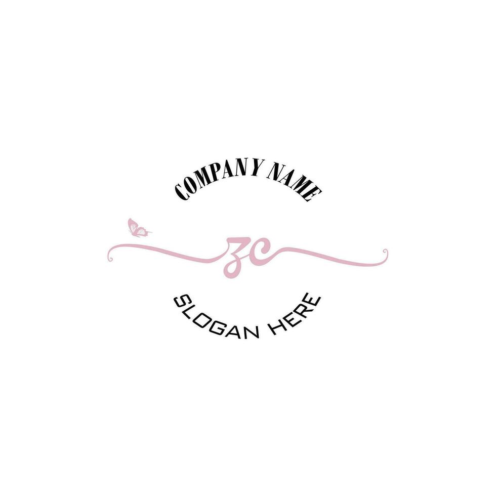 ZC Initial logo monogram butterfly handwriting signature vector