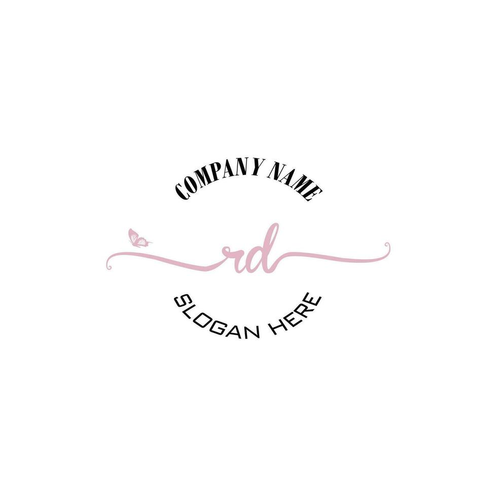 RD Initial logo monogram butterfly handwriting signature vector
