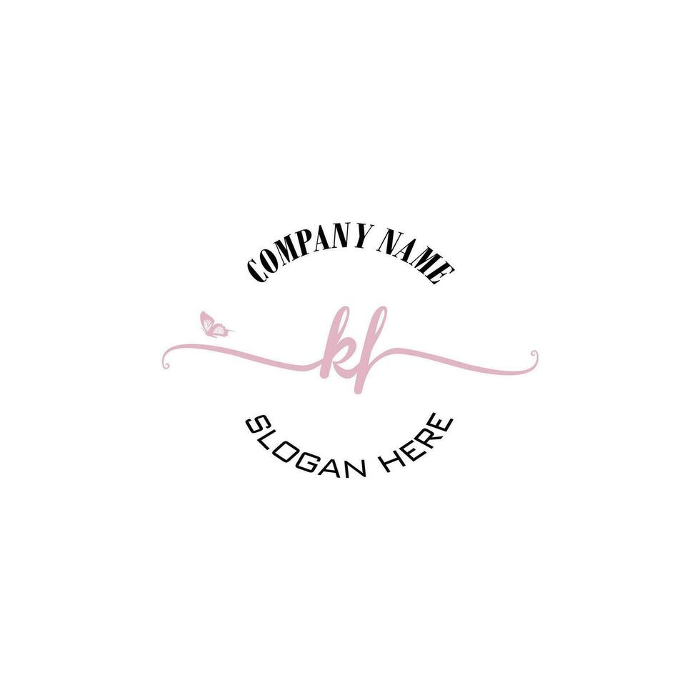 KF Initial logo monogram butterfly handwriting signature vector