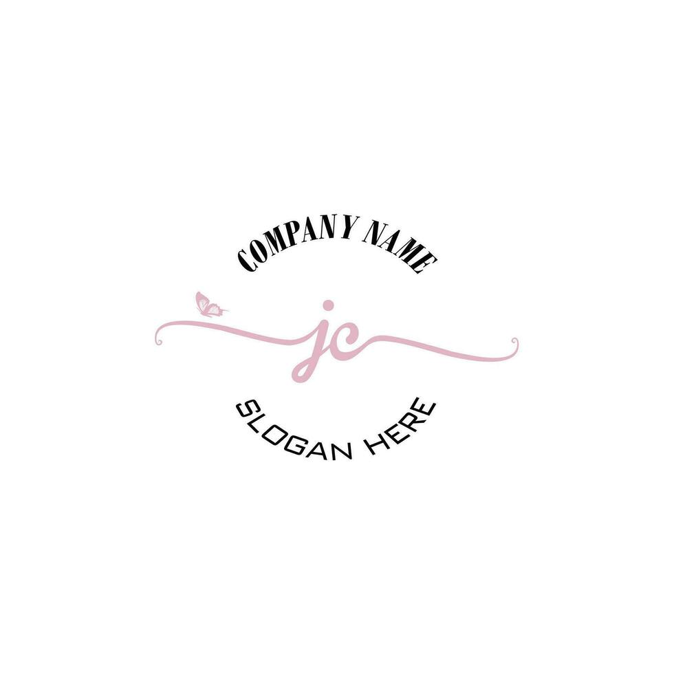 JC Initial logo monogram butterfly handwriting signature vector