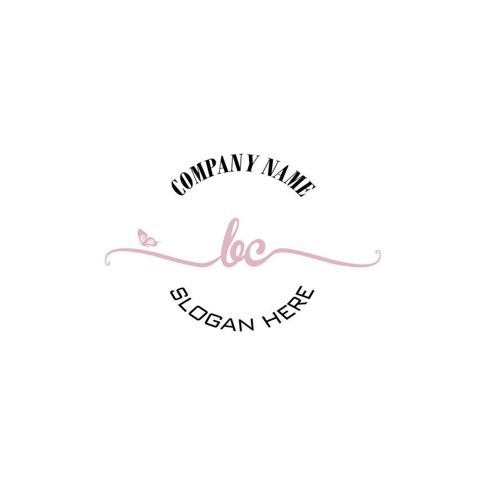 BC Initial logo monogram butterfly handwriting signature vector