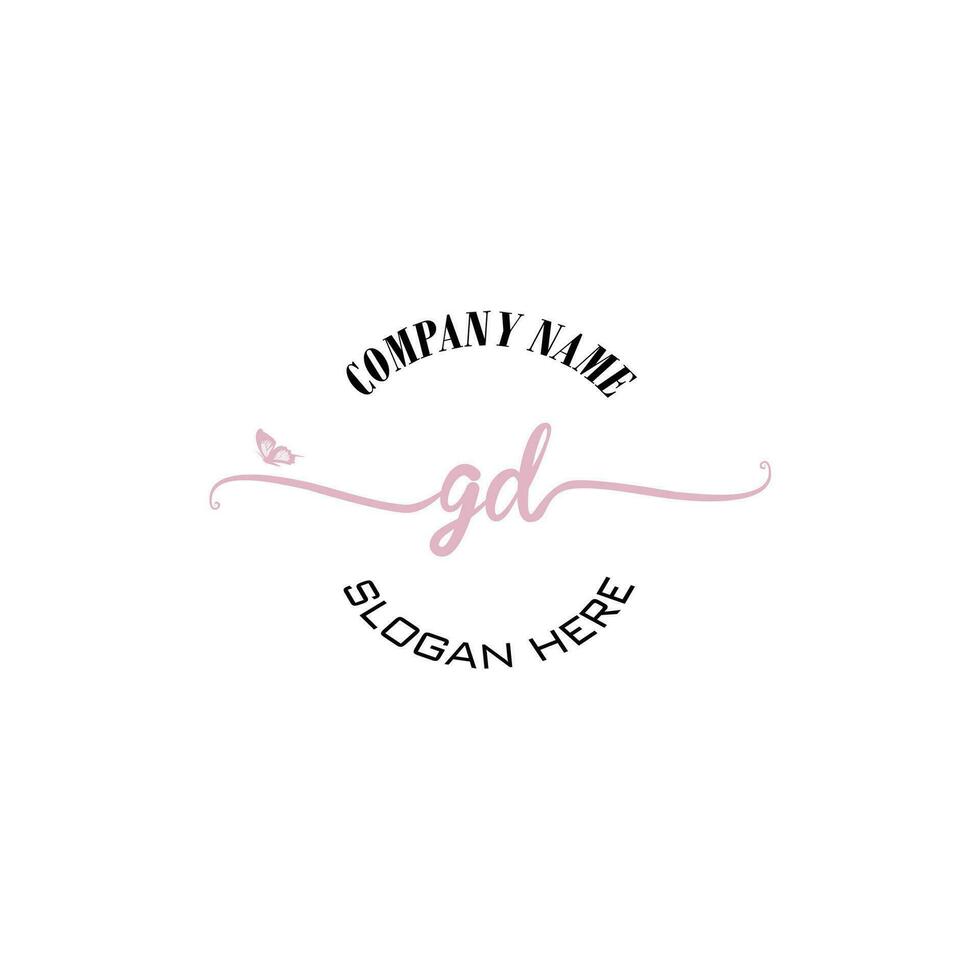 GD Initial logo monogram butterfly handwriting signature vector