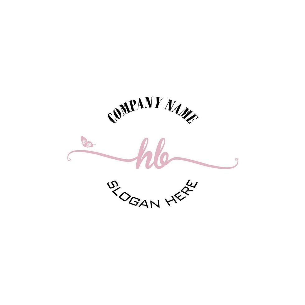 HB Initial logo monogram butterfly handwriting signature vector