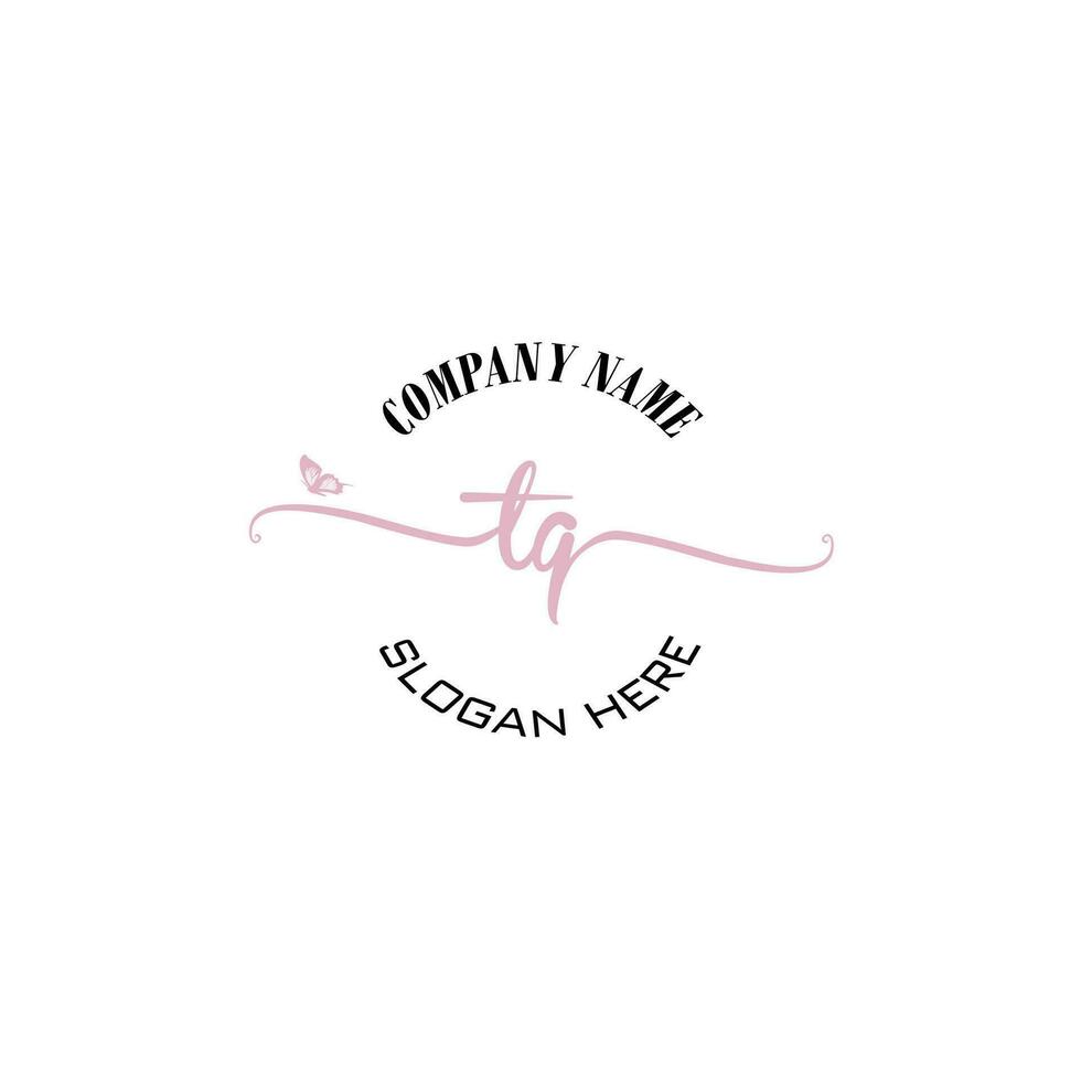 TQ Initial logo monogram butterfly handwriting signature vector