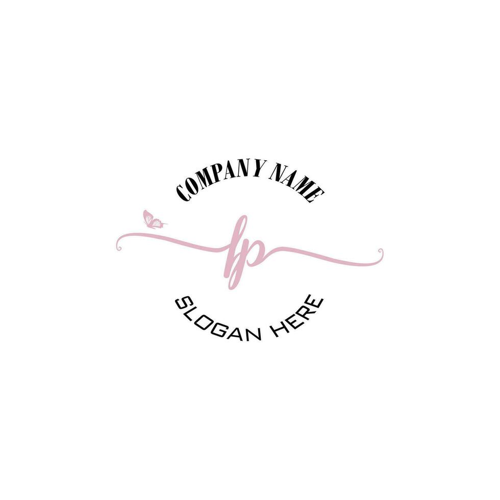 FP Initial logo monogram butterfly handwriting signature vector