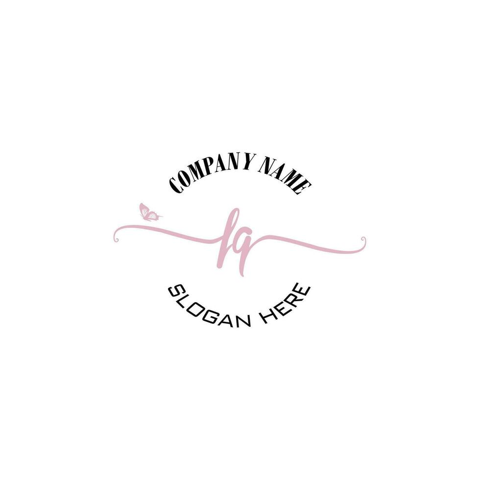 FQ Initial logo monogram butterfly handwriting signature vector