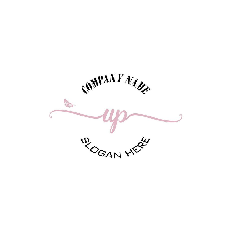 UP Initial logo monogram butterfly handwriting signature vector
