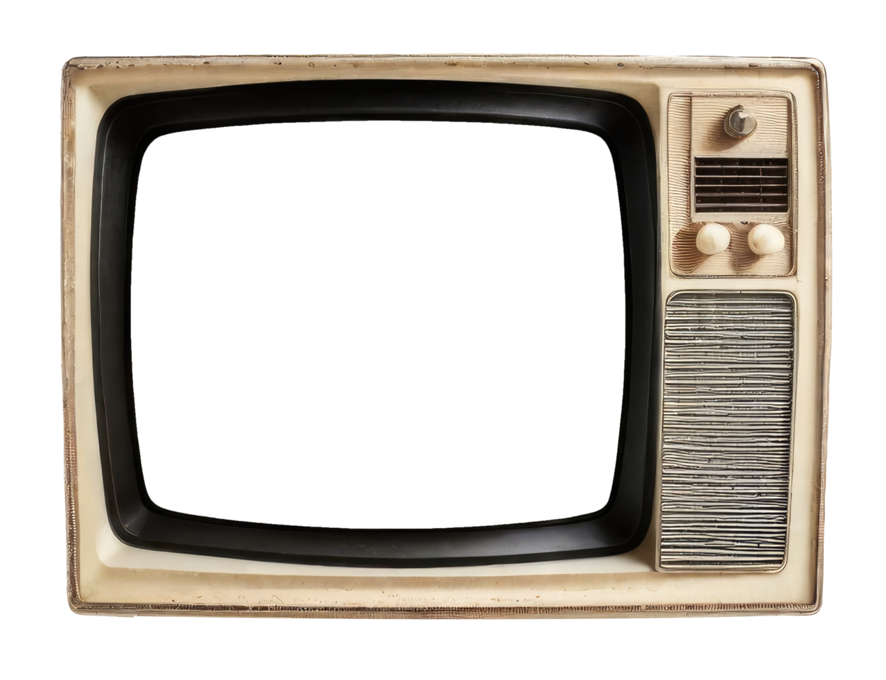 Vintage television with cut out screen on Isolated. AI Generative png