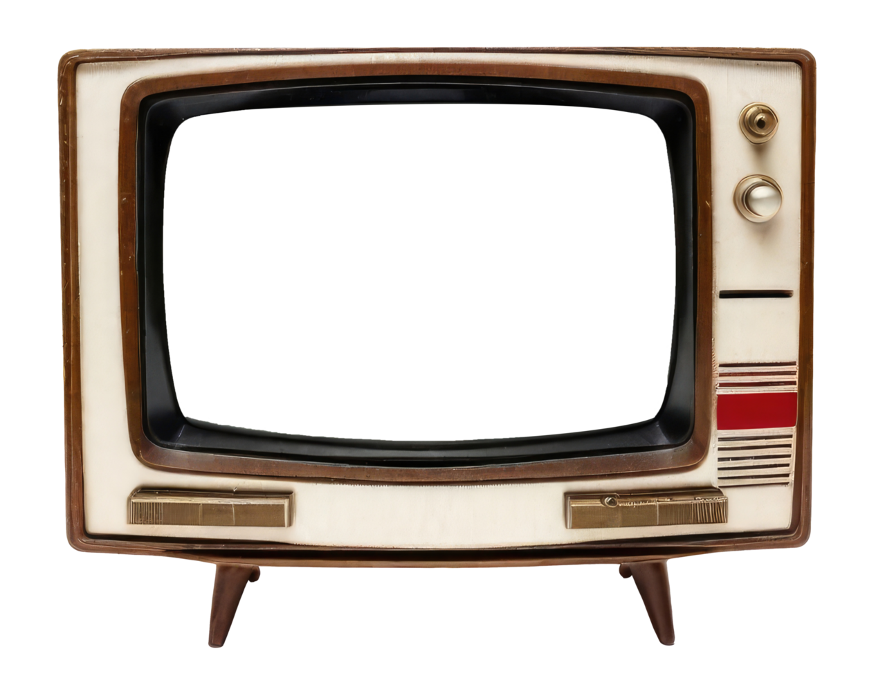 Vintage television with cut out screen on Isolated. AI Generative png