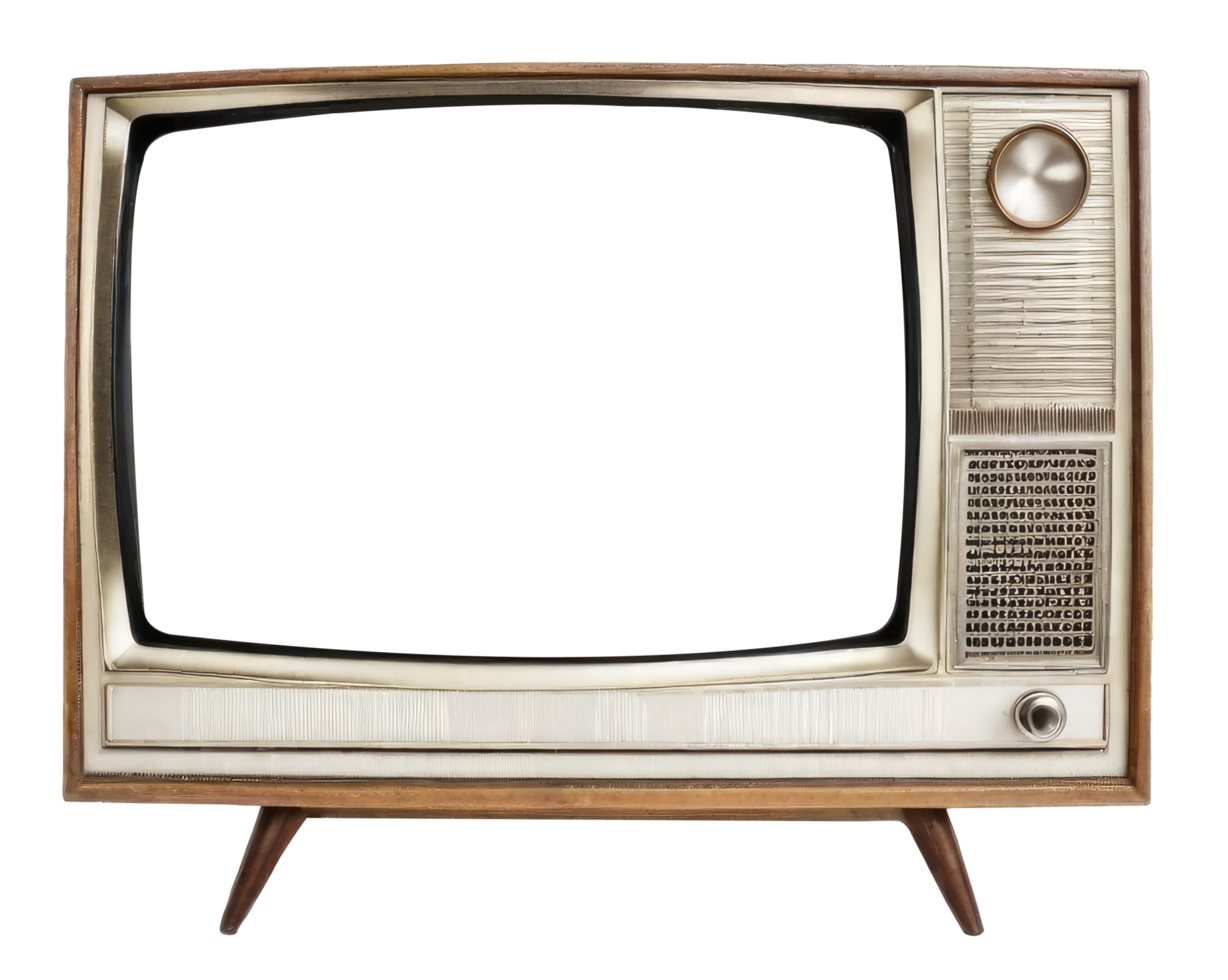 Vintage television with cut out screen on Isolated. AI Generative png