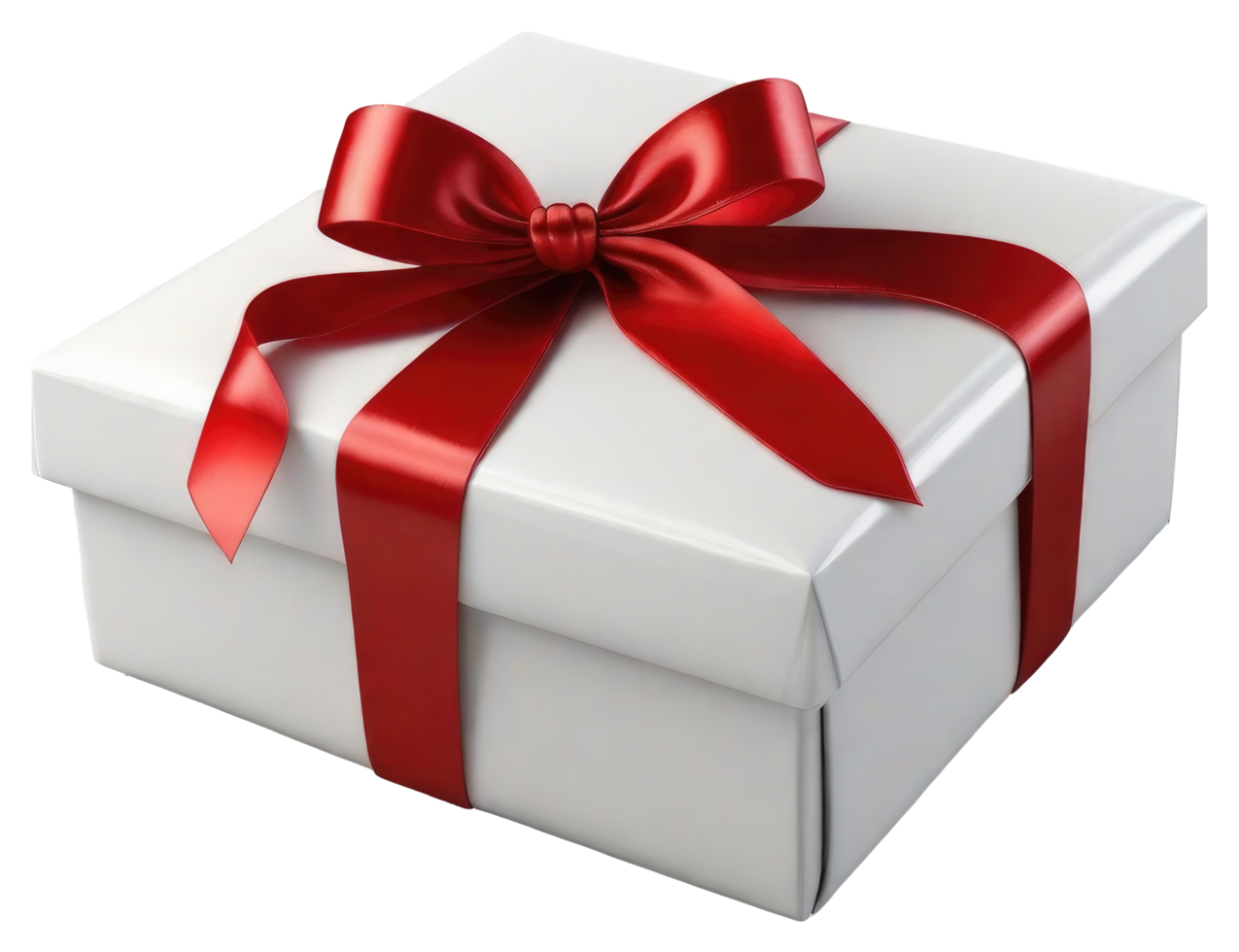 White gift box with red ribbon bow. AI Generative 34374020 PNG
