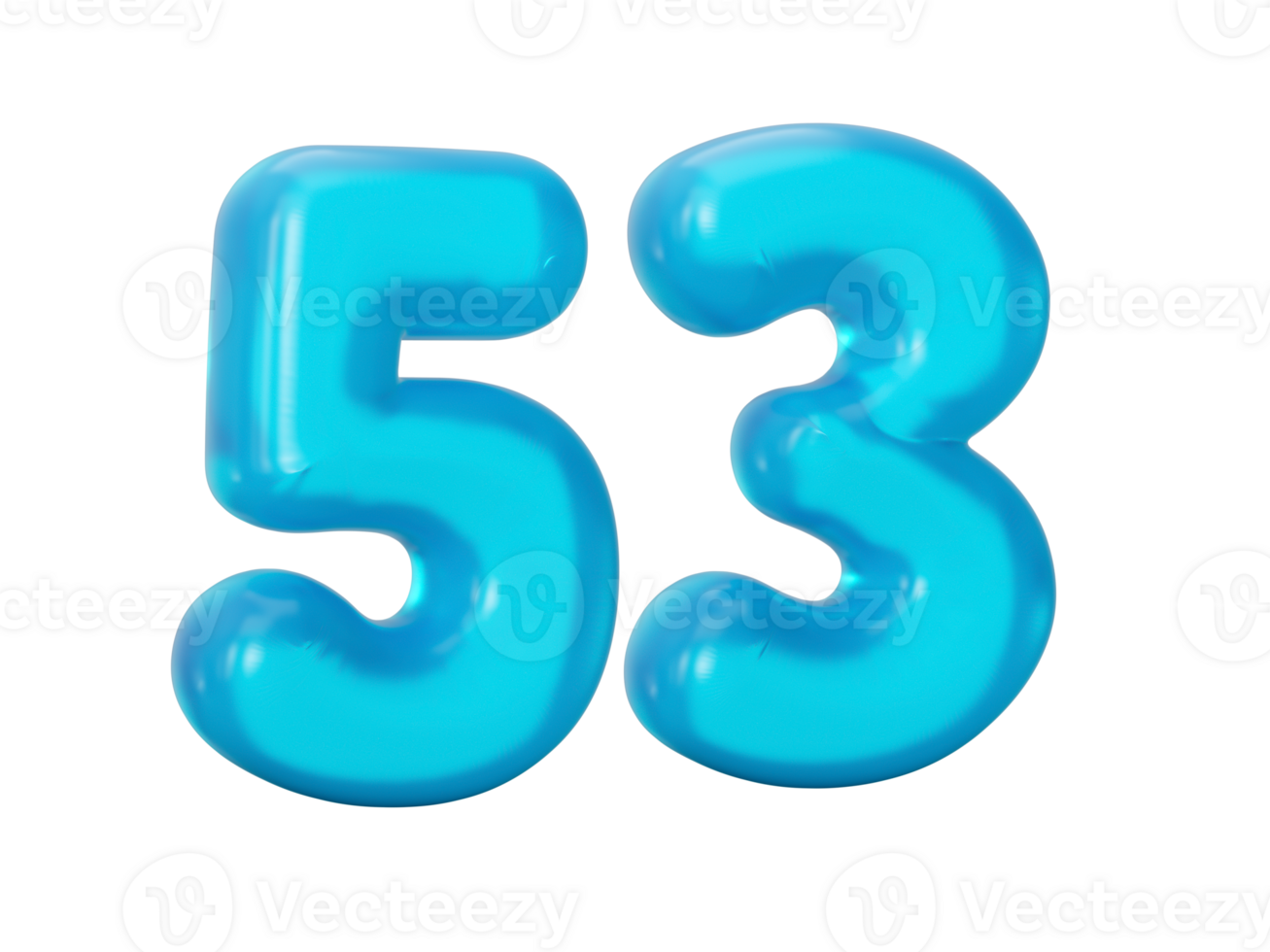 azul jalea dígito 53 cincuenta Tres jalea vistoso alfabetos números para niños 3d ilustración png