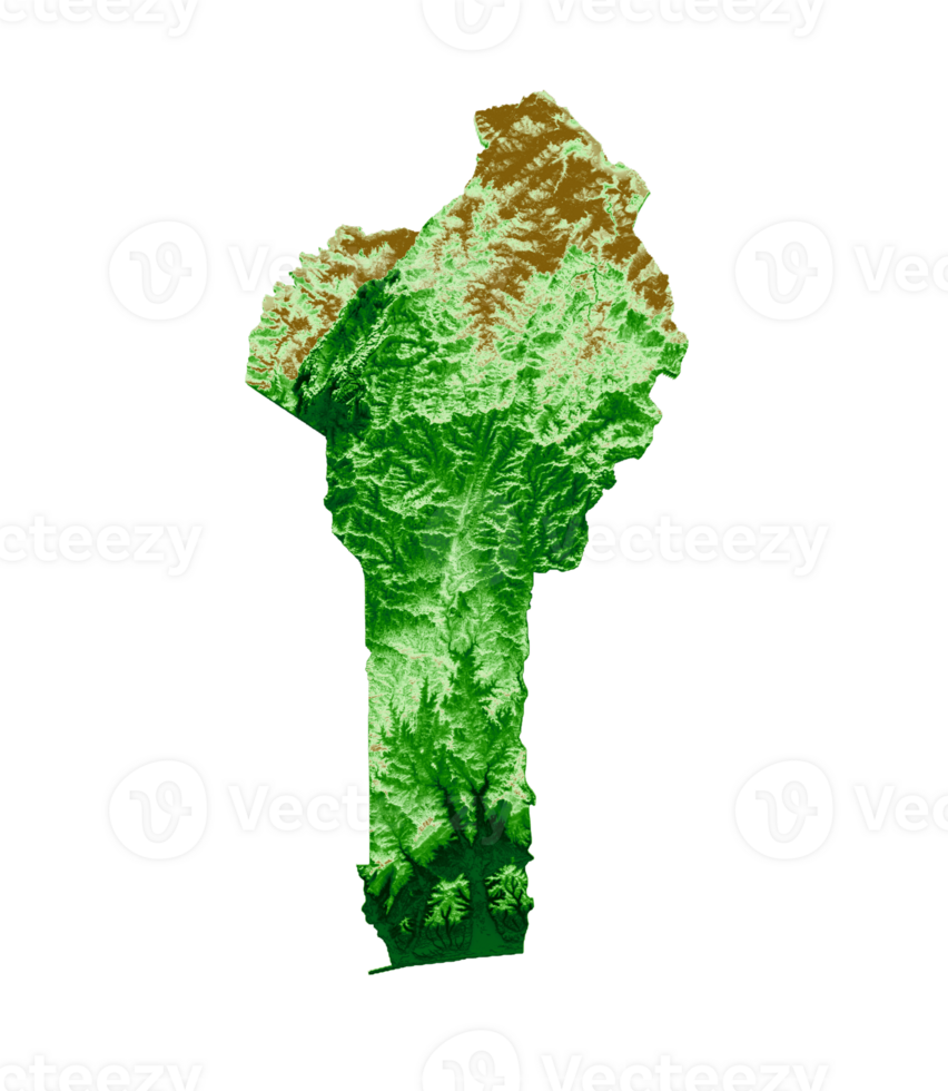 Benin Topographic Map 3d realistic map Color 3d illustration png