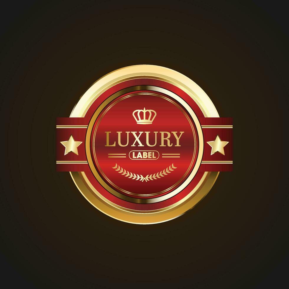 Luxury golden red badges and labels. Retro vintage circle badge design vector