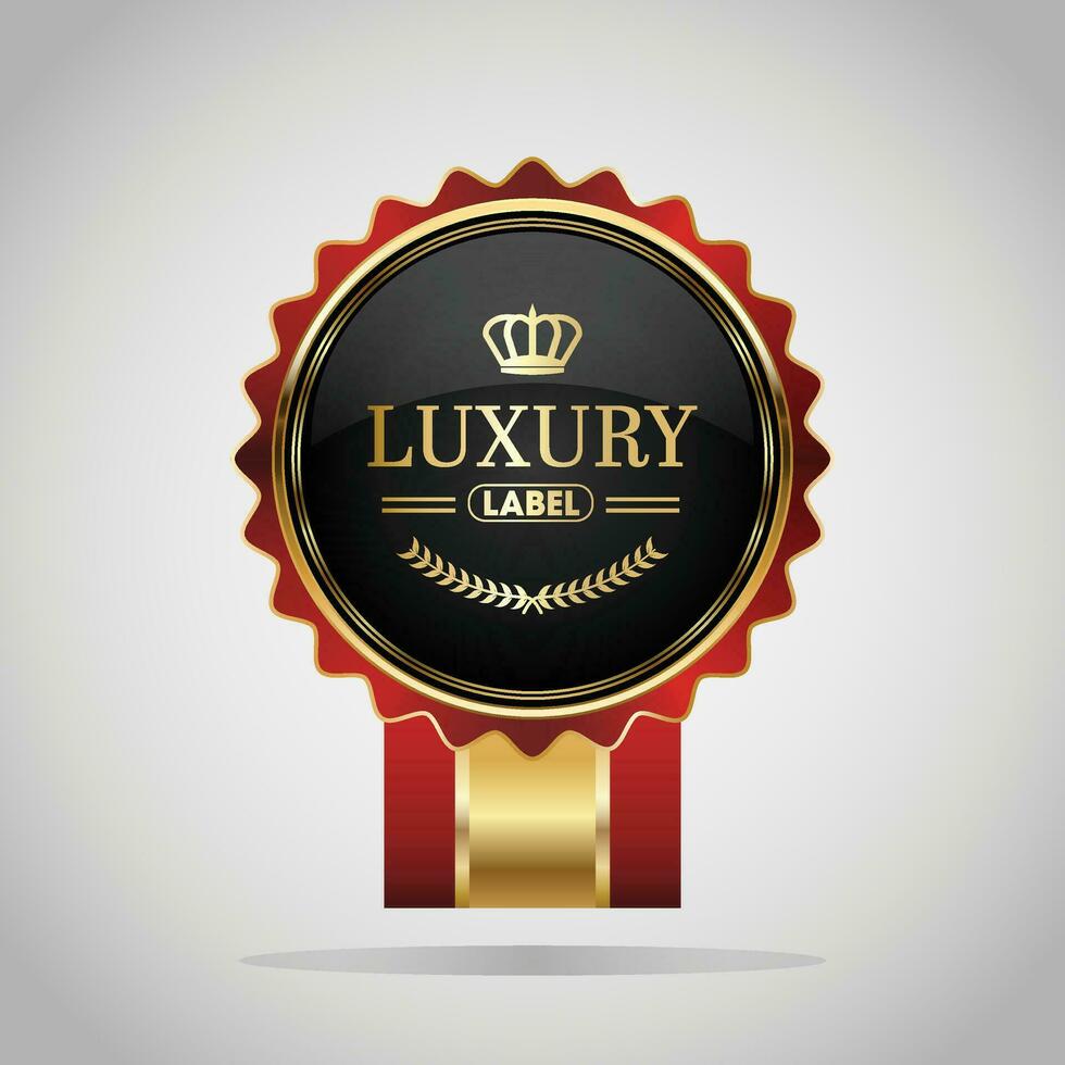 Luxury golden red badges and labels. Retro vintage circle badge design vector