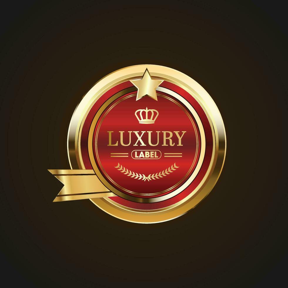 Luxury golden red badges and labels. Retro vintage circle badge design vector