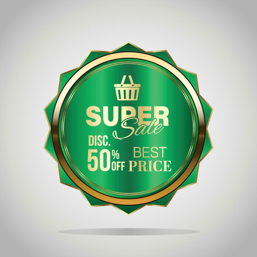 Luxury golden green badges and labels. Retro vintage circle badge design vector