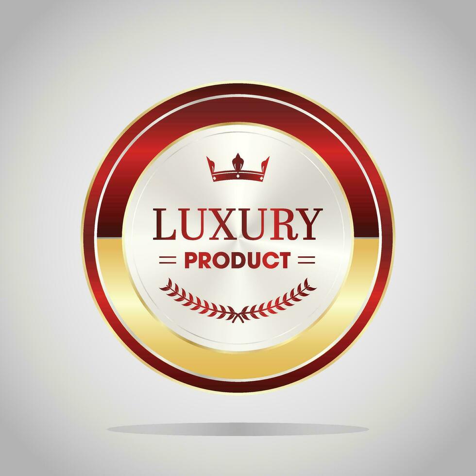 Luxury golden red badges and labels. Retro vintage circle badge design vector