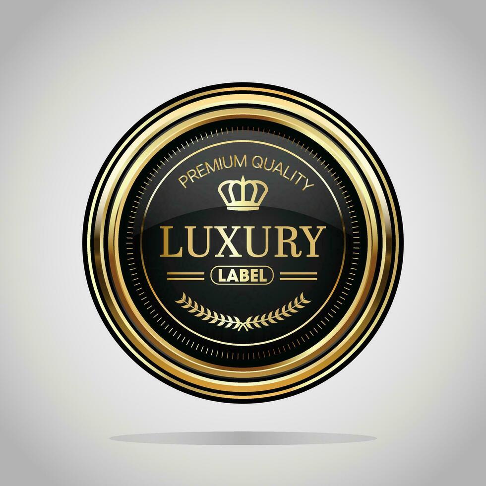 Luxury golden black badges and labels. Retro vintage circle badge design vector